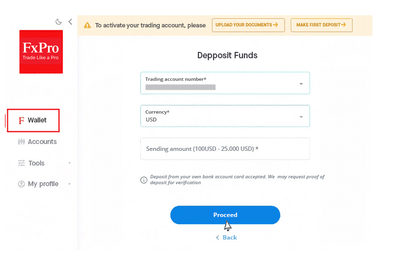 How to Deposit Funds step 4