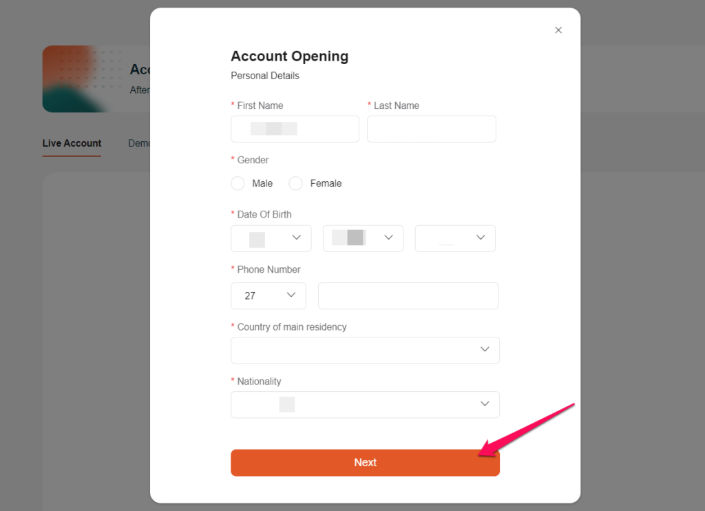 How to open a Account step 3